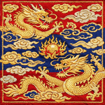 Traditionelles chinesisches Yun‑Brokatmuster in goldener Seide – Sinodreams Design mit feinen Ornamenten.