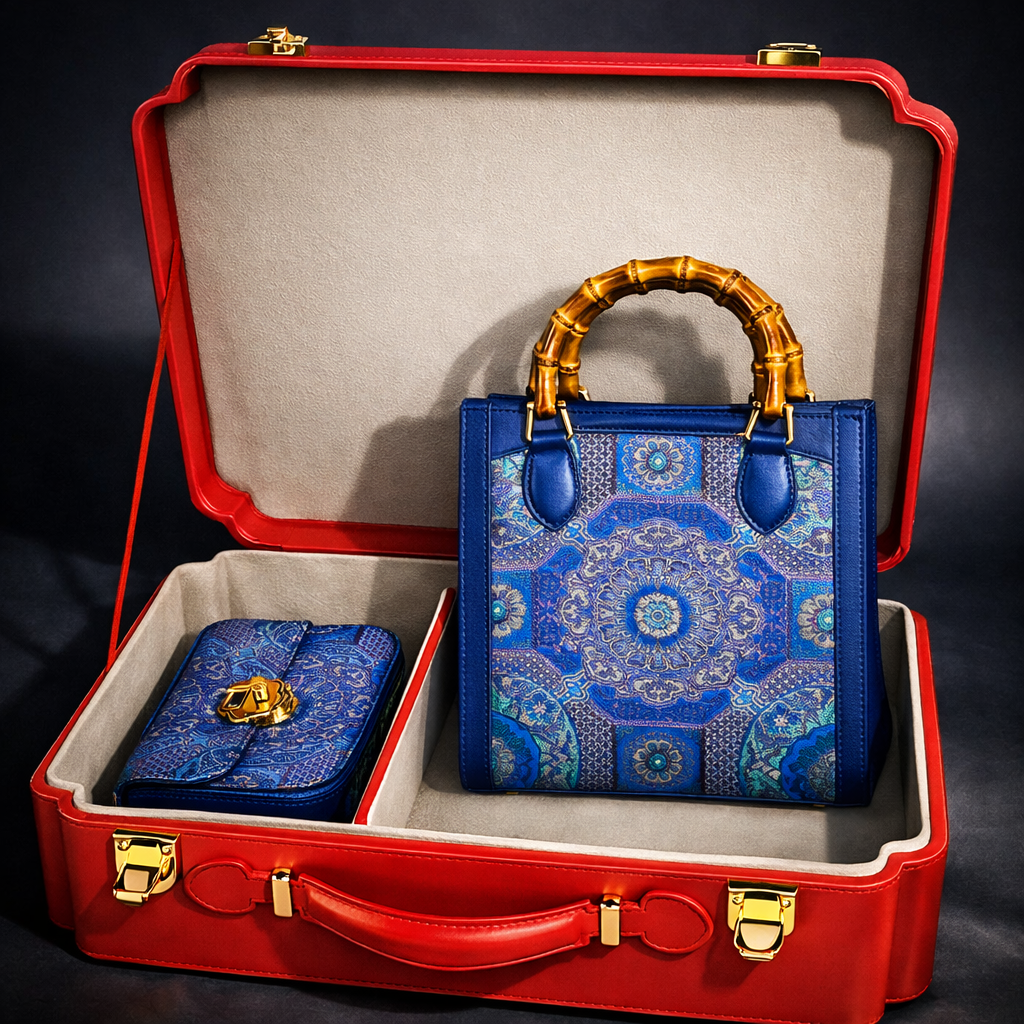 sinodreams phoenix arc gift set – luxuriöse geschenkbox aus handgewebtem brokat, imperial sky edition
